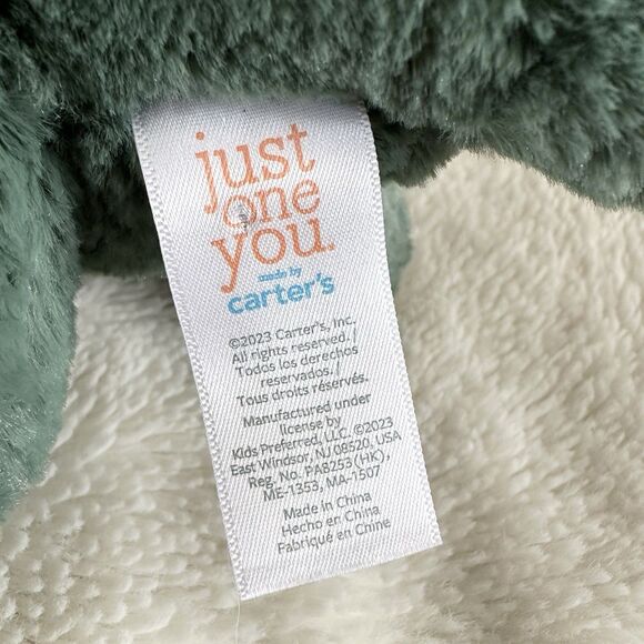 Carters Just One You Blue Green Triceratops Dinosaur Plush Baby Sooth Toy Lovey - Picture 4 of 5